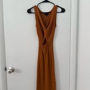Source Unknown Sleeveless Tan Midi Dress